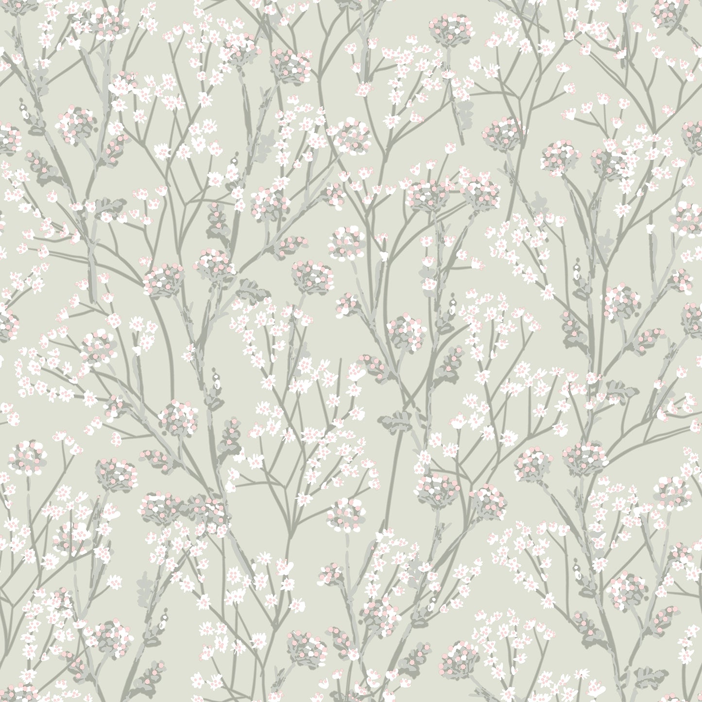 Veer Decor Blossom Branches Grey Green Wallpaper Floral Traditional, Transitional Green  Wallpaper - 8195-AG4