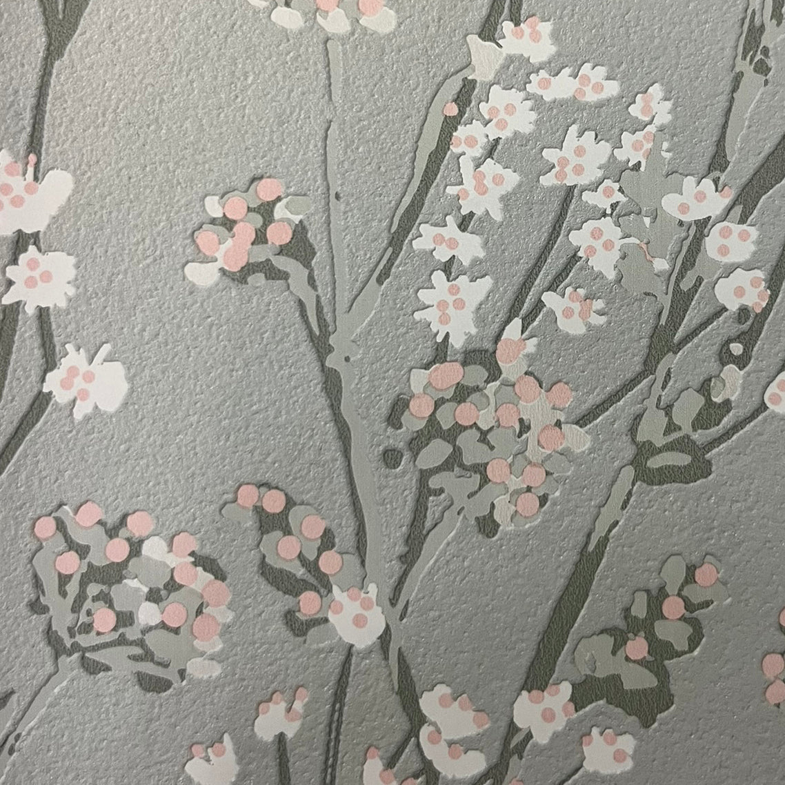 Veer Decor Blossom Branches Grey Green Wallpaper Floral Traditional, Transitional Green  Wallpaper - 8195-AG4