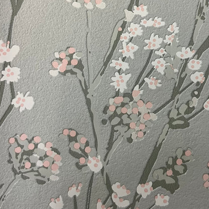 Veer Decor Blossom Branches Grey Green Wallpaper Floral Traditional, Transitional Green  Wallpaper - 8195-AG4