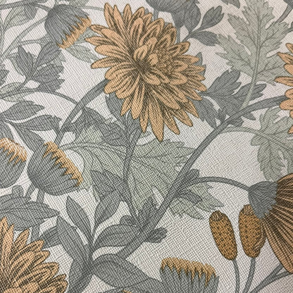 Veer Decor Floral Sonata Yellow and Grey Wallpaper Floral Traditional, Transitional Yellow  Wallpaper - 8195-AH1