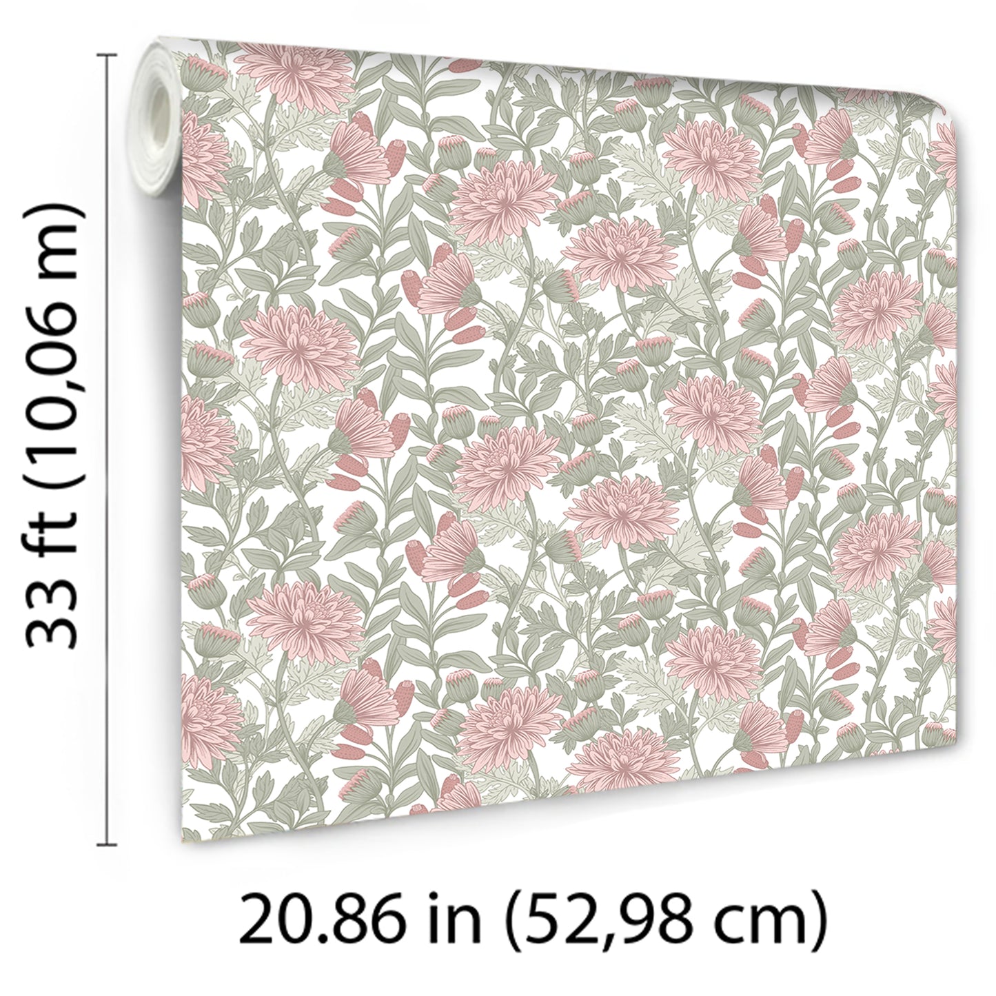 Veer Decor Floral Sonata Pink and Green Wallpaper Floral Traditional, Transitional Pink  Wallpaper - 8195-AH2