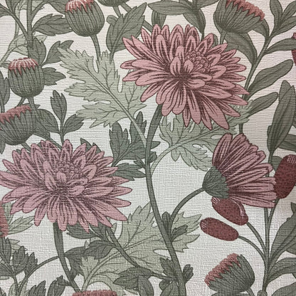 Veer Decor Floral Sonata Pink and Green Wallpaper Floral Traditional, Transitional Pink  Wallpaper - 8195-AH2