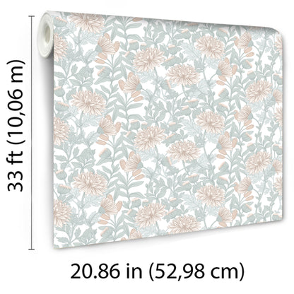 Veer Decor Floral Sonata Beige and Green Wallpaper Floral Traditional, Transitional Beige  Wallpaper - 8195-AH3