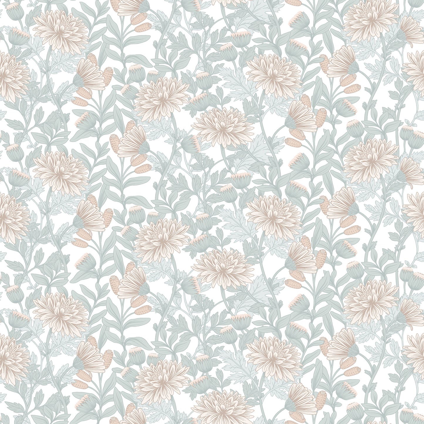 Veer Decor Floral Sonata Beige and Green Wallpaper Floral Traditional, Transitional Beige  Wallpaper - 8195-AH3