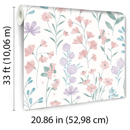 Veer Decor Floral Candy Pink and Violet Wallpaper Floral Traditional, Transitional Pink  Wallpaper - 8195-AI2