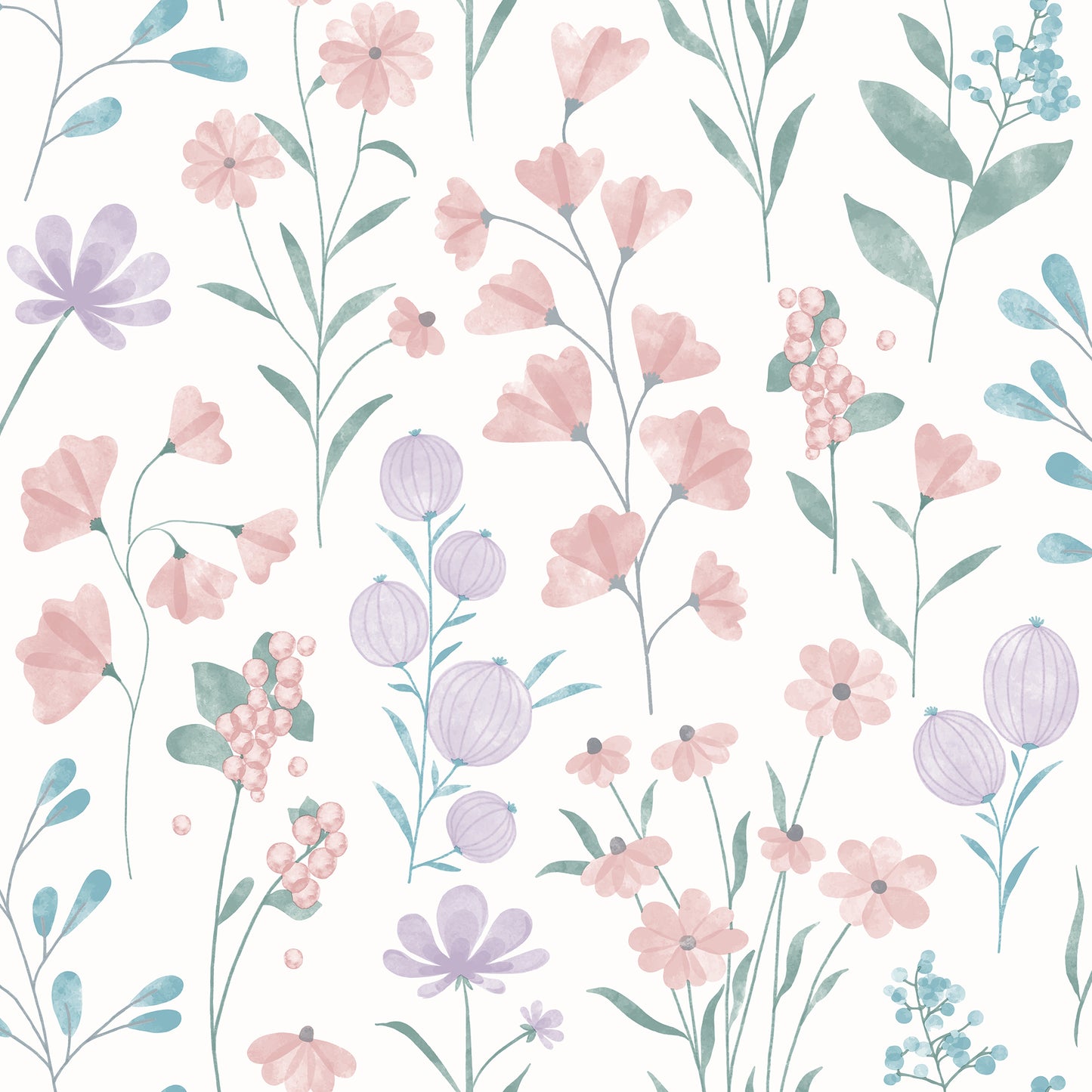 Veer Decor Floral Candy Pink and Violet Wallpaper Floral Traditional, Transitional Pink  Wallpaper - 8195-AI2