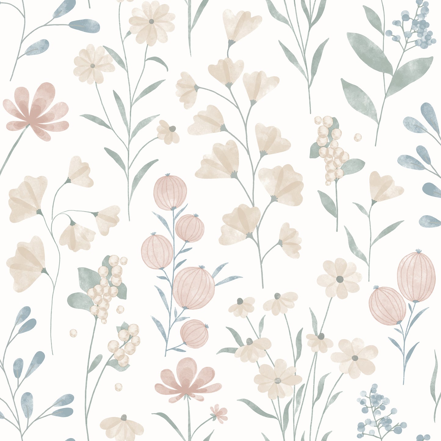 Veer Decor Floral Candy Beige and Green Wallpaper Floral Traditional, Transitional Beige  Wallpaper - 8195-AI3
