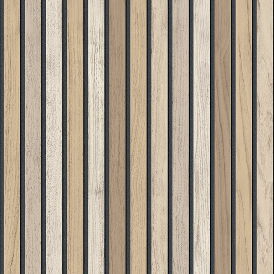 Veer Decor Vintage Slatwork Brown Wallpaper Architecture Contemporary, Transitional Brown  Wallpaper - 8196-AA2