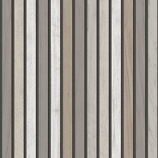Veer Decor Vintage Slatwork Grey Wallpaper Architecture Contemporary, Transitional Gray  Wallpaper - 8196-AA3