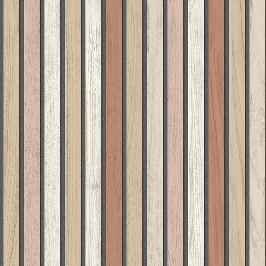 Veer Decor Vintage Slatwork Terracotta Wallpaper Architecture Contemporary, Transitional Orange  Wallpaper - 8196-AA4