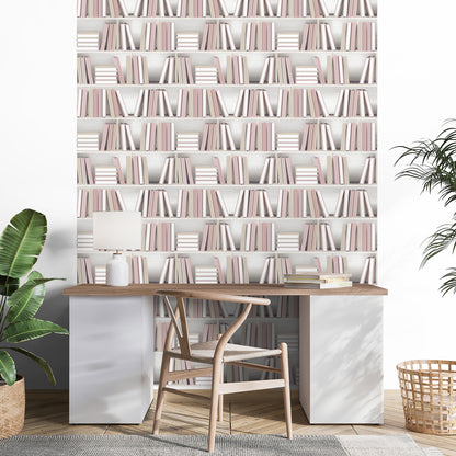 Veer Decor Nook Book Pink Wallpaper Novelty Contemporary, Modern, Novelty Pink  Wallpaper - 8196-AB2