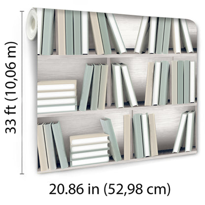 Veer Decor Nook Book Green Wallpaper Novelty Contemporary, Modern, Novelty Green  Wallpaper - 8196-AB3