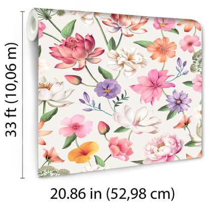 Veer Decor Floral Fantasia Multi Wallpaper Floral Traditional, Transitional Multi  Wallpaper - 8196-AC3