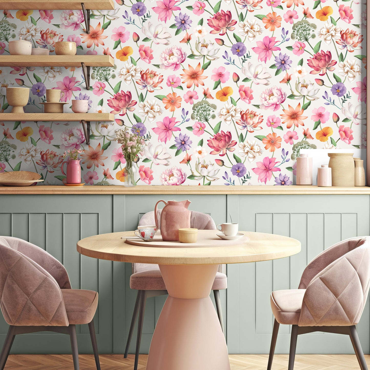Veer Decor Floral Fantasia Multi Wallpaper Floral Traditional, Transitional Multi  Wallpaper - 8196-AC3