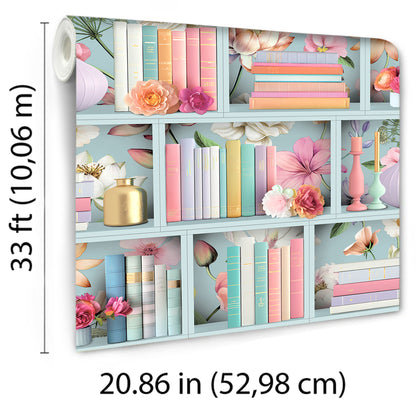 Veer Decor Blossom Shelves Blue Wallpaper Novelty Novelty Blue  Wallpaper - 8196-AE1