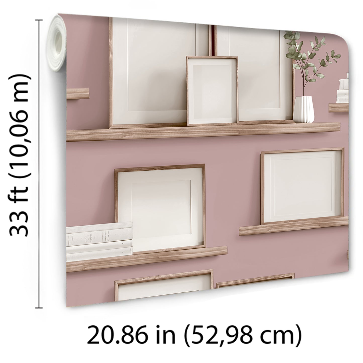 Veer Decor Frame Shelves Pink Wallpaper Novelty Novelty Pink  Wallpaper - 8196-AG2