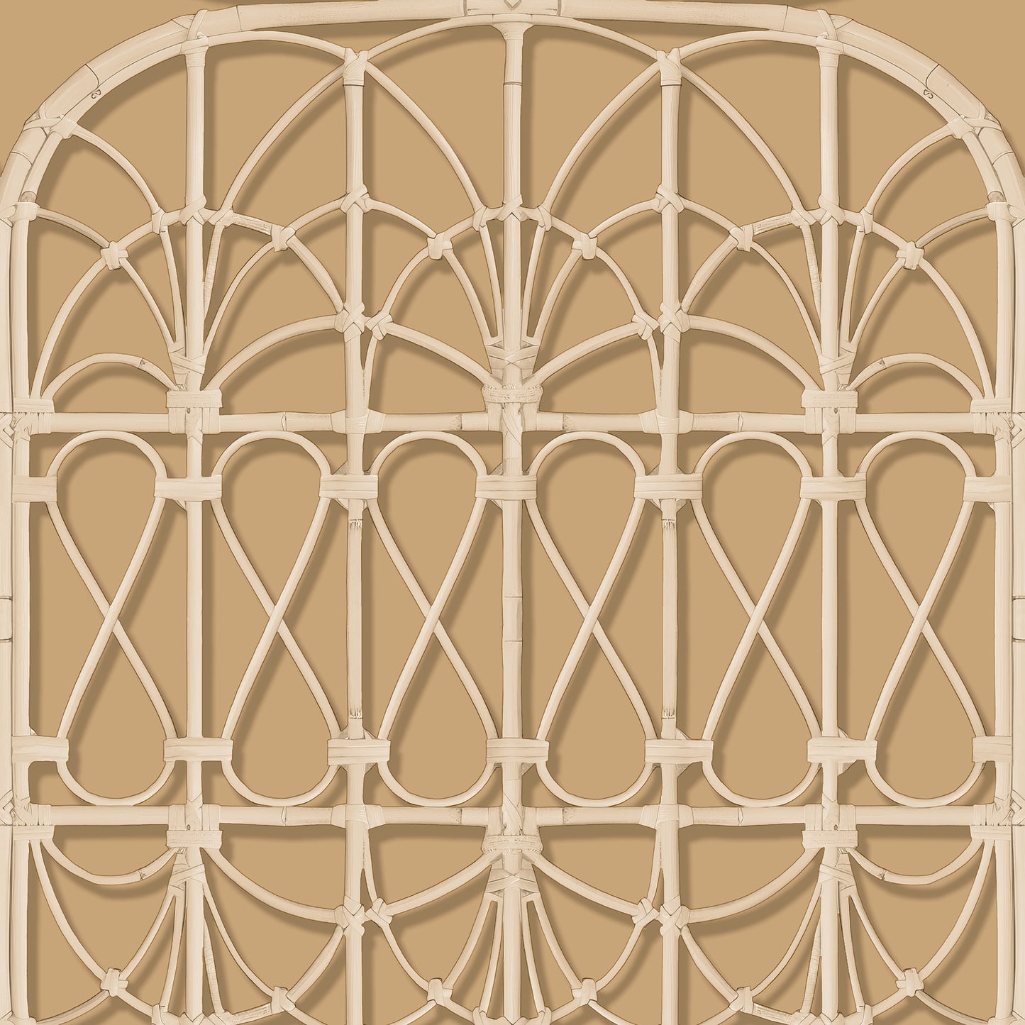 Veer Decor Lattice Rattan Panels Mustard Wallpaper Architecture Architectural, Novelty, Traditional, Tropical Mustard  Wallpaper - 8196-AH1
