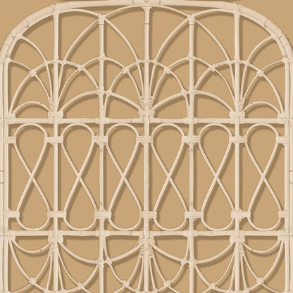 Veer Decor Lattice Rattan Panels Mustard Wallpaper Architecture Architectural, Novelty, Traditional, Tropical Mustard  Wallpaper - 8196-AH1