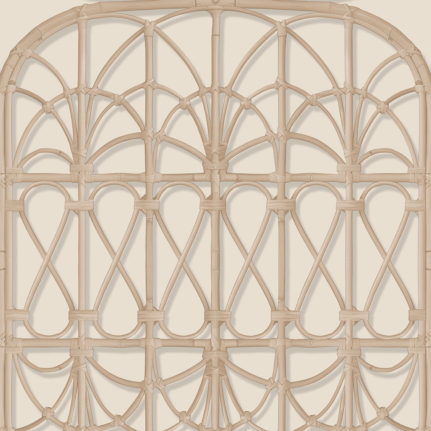 Veer Decor Lattice Rattan Panels Beige Wallpaper Architecture Architectural, Novelty, Traditional, Tropical Beige  Wallpaper - 8196-AH2
