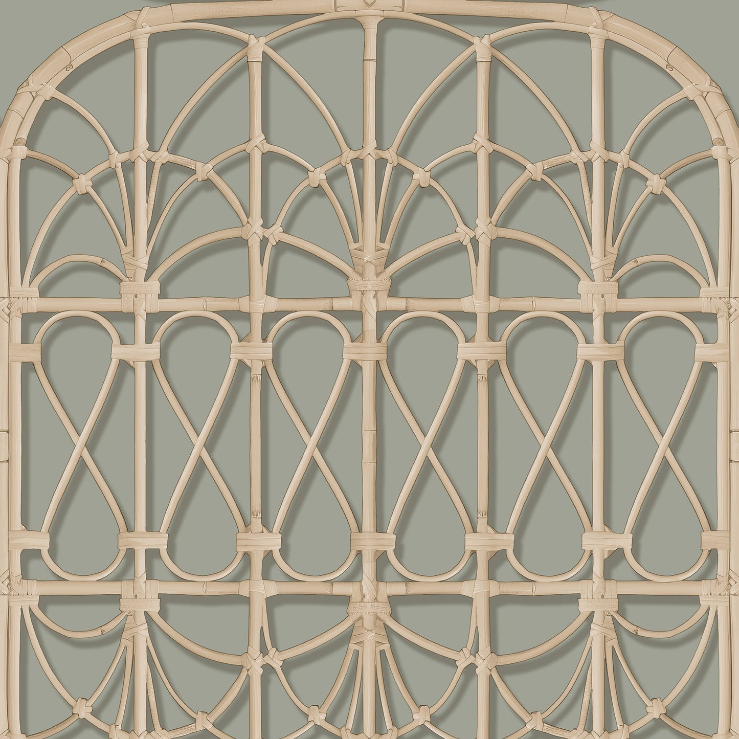 Veer Decor Lattice Rattan Panels Grey Wallpaper Architecture Architectural, Novelty, Traditional, Tropical Gray  Wallpaper - 8196-AH3