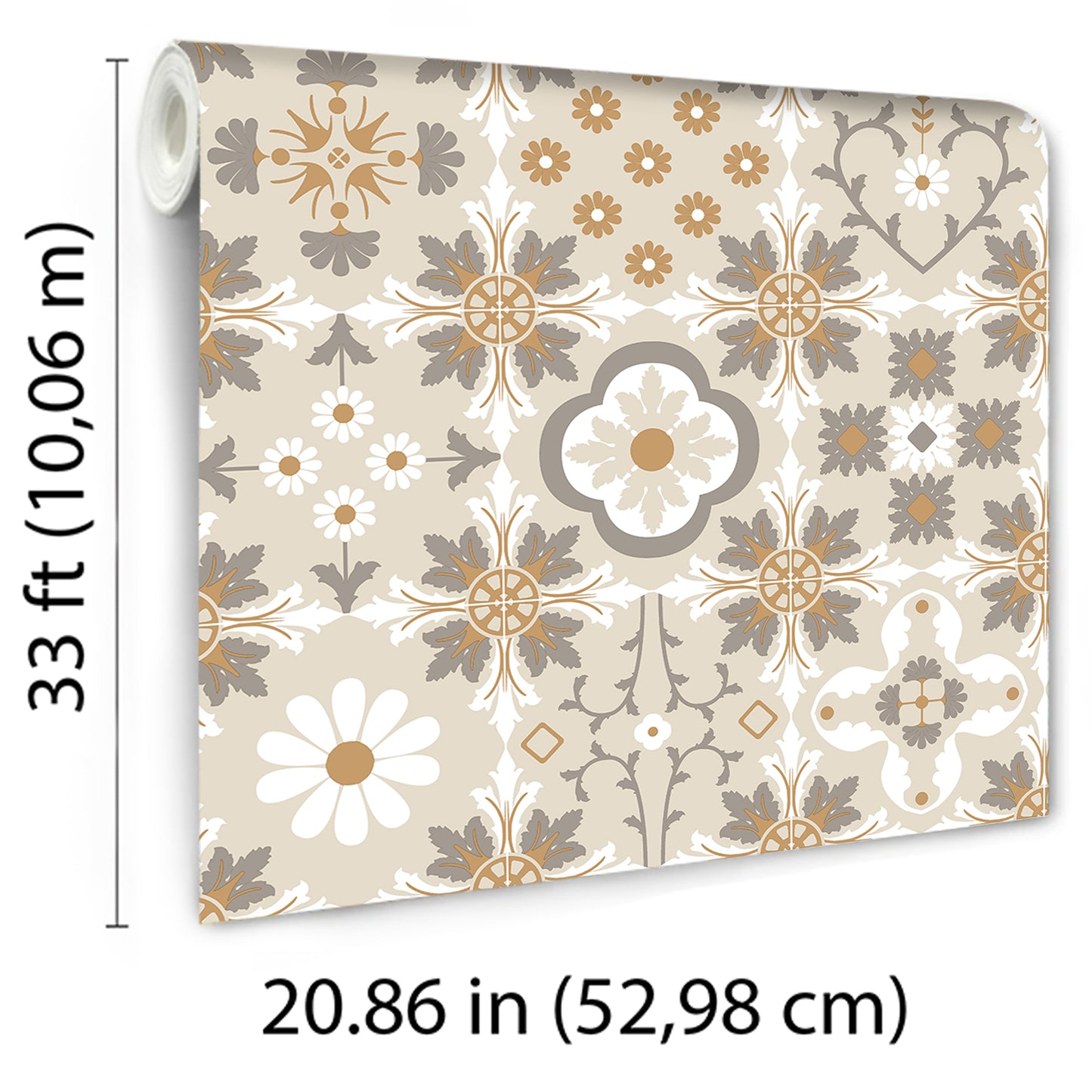 Veer Decor Ceramic Tiles Beige Wallpaper Architecture Architectural, Novelty, Traditional, Transitional Beige  Wallpaper - 8196-AI2