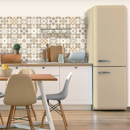 Veer Decor Ceramic Tiles Beige Wallpaper Architecture Architectural, Novelty, Traditional, Transitional Beige  Wallpaper - 8196-AI2