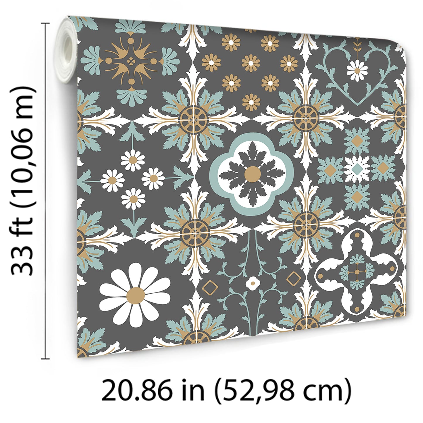 Veer Decor Ceramic Tiles Grey Wallpaper Architecture Architectural, Novelty, Traditional, Transitional Gray  Wallpaper - 8196-AI3