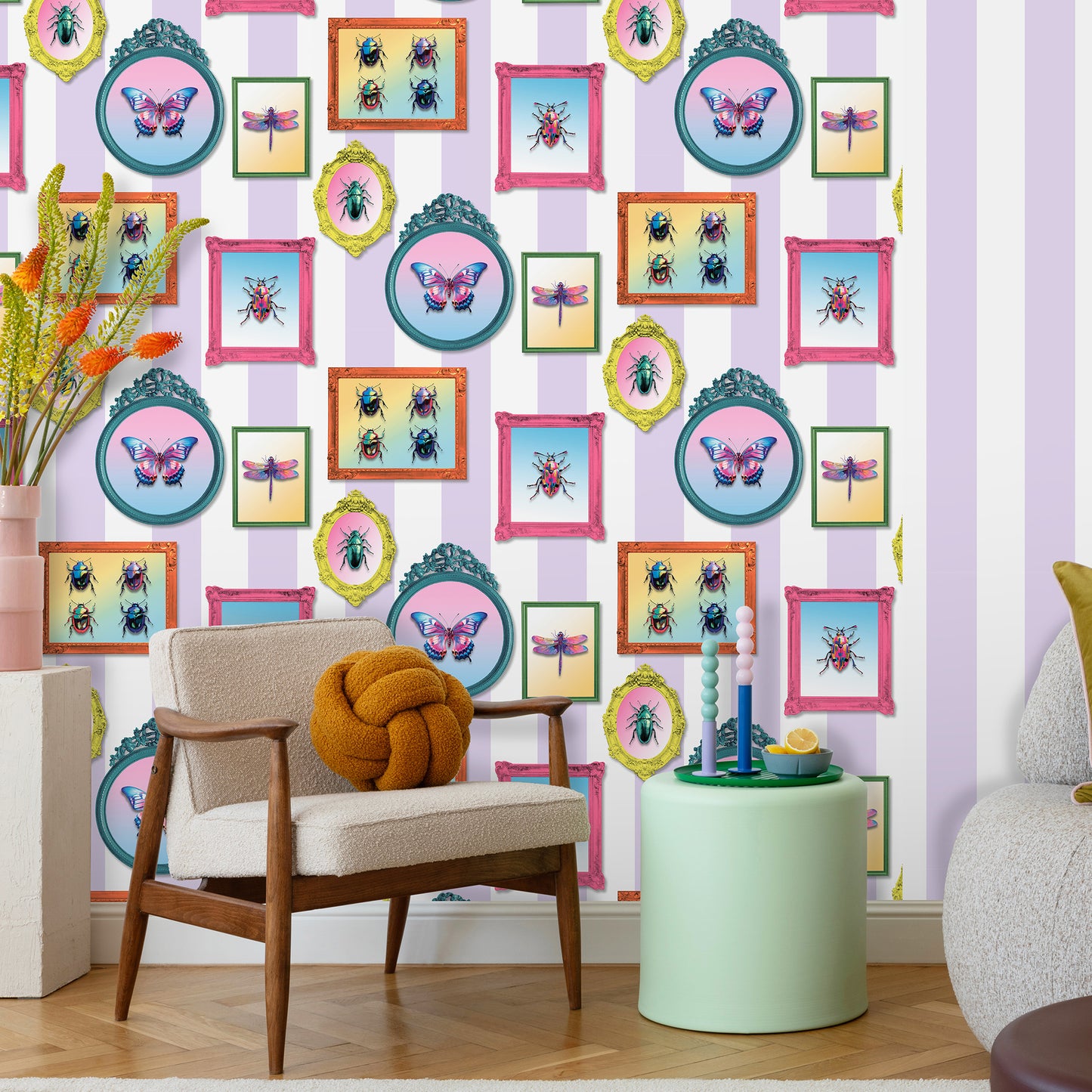 Veer Decor Entomology Gallery Purple Wallpaper Novelty Novelty Purple  Wallpaper - 8196-AJ2