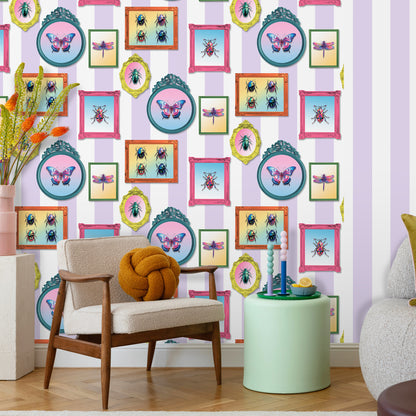 Veer Decor Entomology Gallery Purple Wallpaper Novelty Novelty Purple  Wallpaper - 8196-AJ2