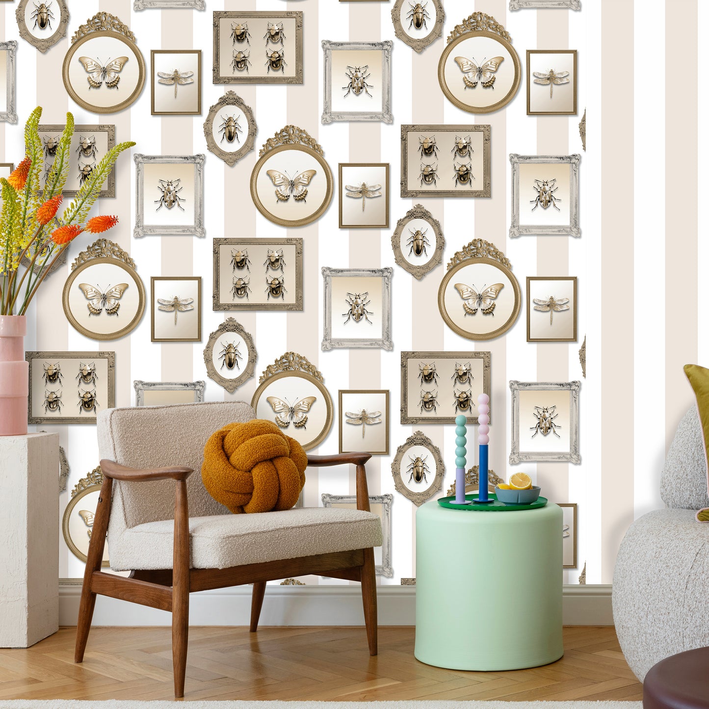 Veer Decor Entomology Gallery Beige Wallpaper Novelty Novelty Beige  Wallpaper - 8196-AJ3