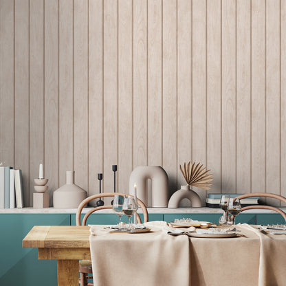 Veer Decor Luxe Wood Slats Maple Beige Wallpaper Architecture Contemporary, Modern Beige  Wallpaper - 8196-AM1
