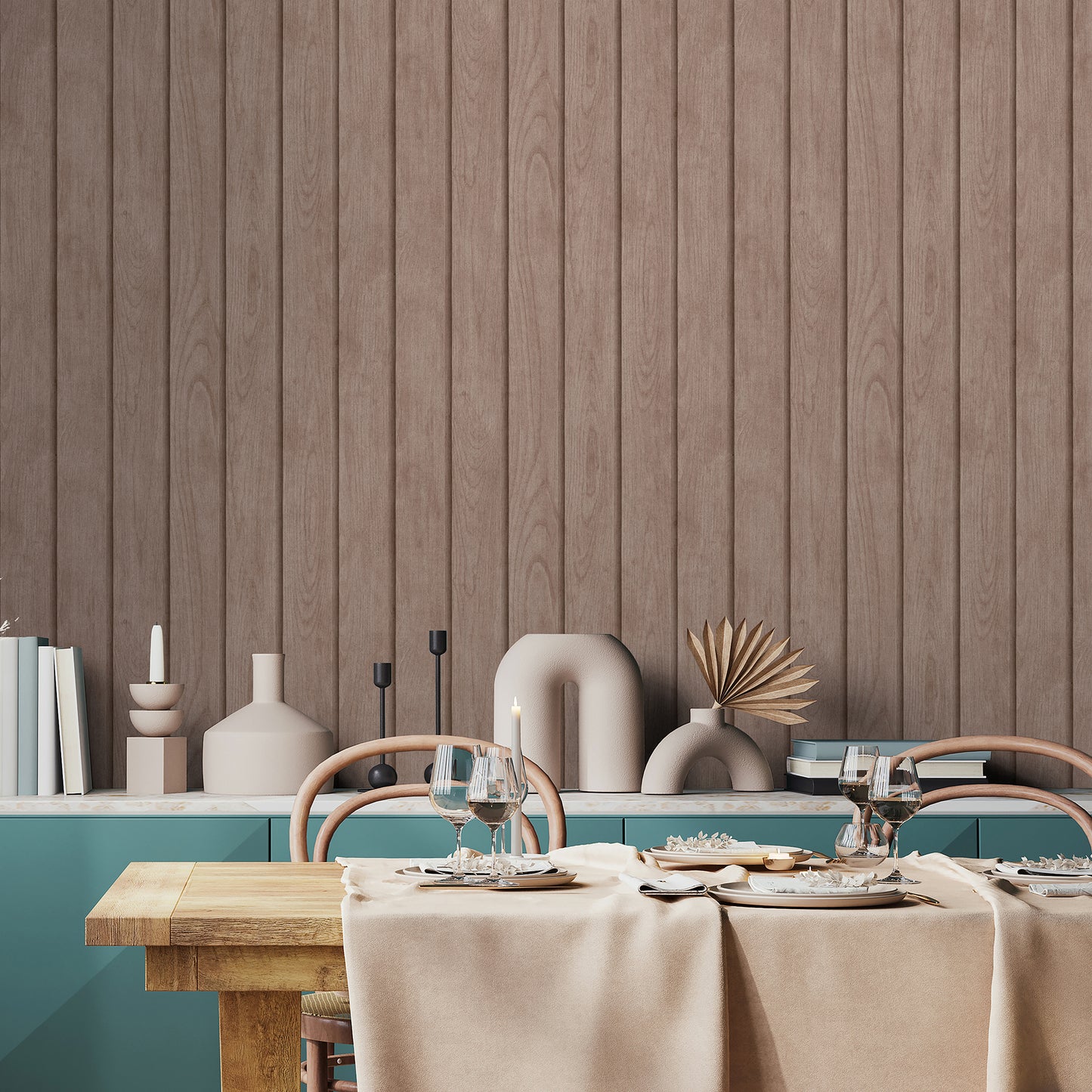 Veer Decor Luxe Wood Slats Brown Wallpaper Architecture Contemporary, Modern Brown  Wallpaper - 8196-AM2