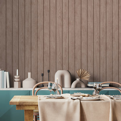 Veer Decor Luxe Wood Slats Brown Wallpaper Architecture Contemporary, Modern Brown  Wallpaper - 8196-AM2