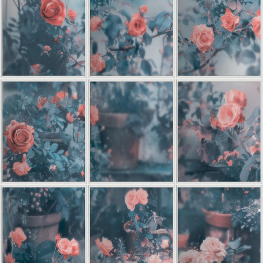 Veer Decor Rose Garden Window Trompe L'Oeil Blue Wallpaper Floral Novelty, Floral Blue  Wallpaper - 8196-AN1