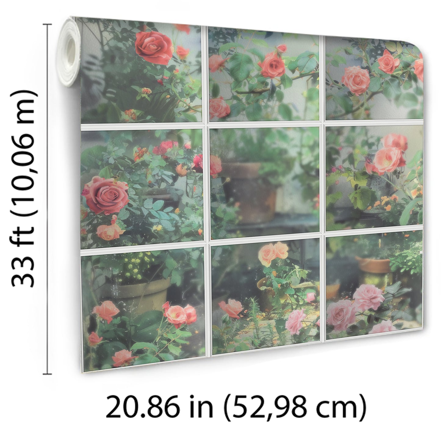 Veer Decor Rose Garden Window Trompe L'Oeil Green Wallpaper Floral Novelty, Floral Green  Wallpaper - 8196-AN2