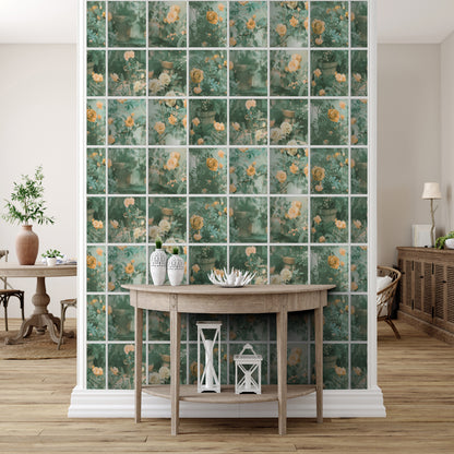 Veer Decor Rose Garden Window Trompe L'Oeil Orange Wallpaper Floral Novelty, Floral Orange  Wallpaper - 8196-AN3