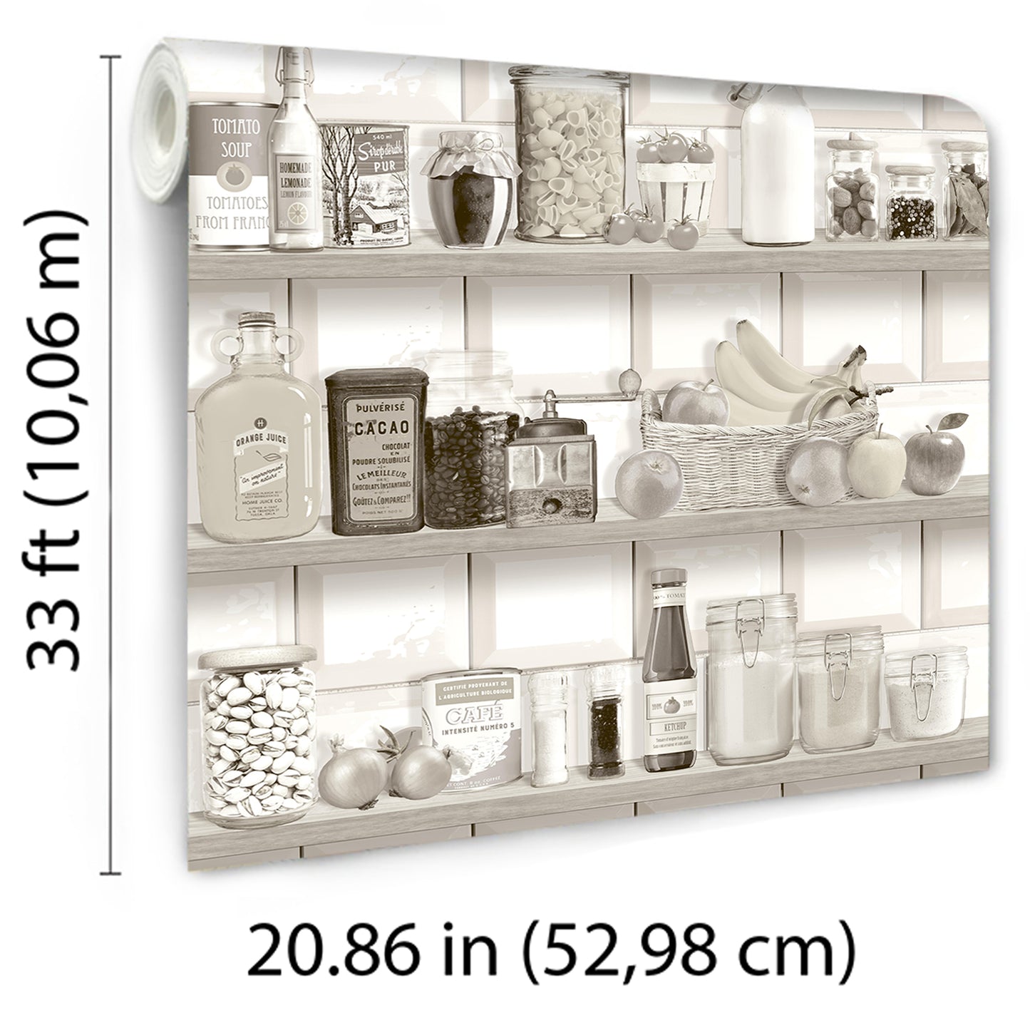 Veer Decor Kitchen Shelf Stories Sepia Wallpaper Novelty Novelty, Floral Sepia  Wallpaper - 8196-AO1