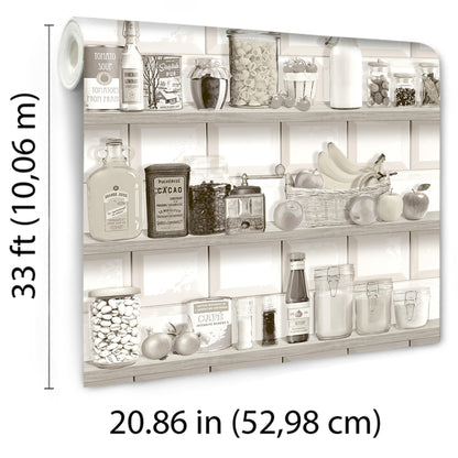 Veer Decor Kitchen Shelf Stories Sepia Wallpaper Novelty Novelty, Floral Sepia  Wallpaper - 8196-AO1