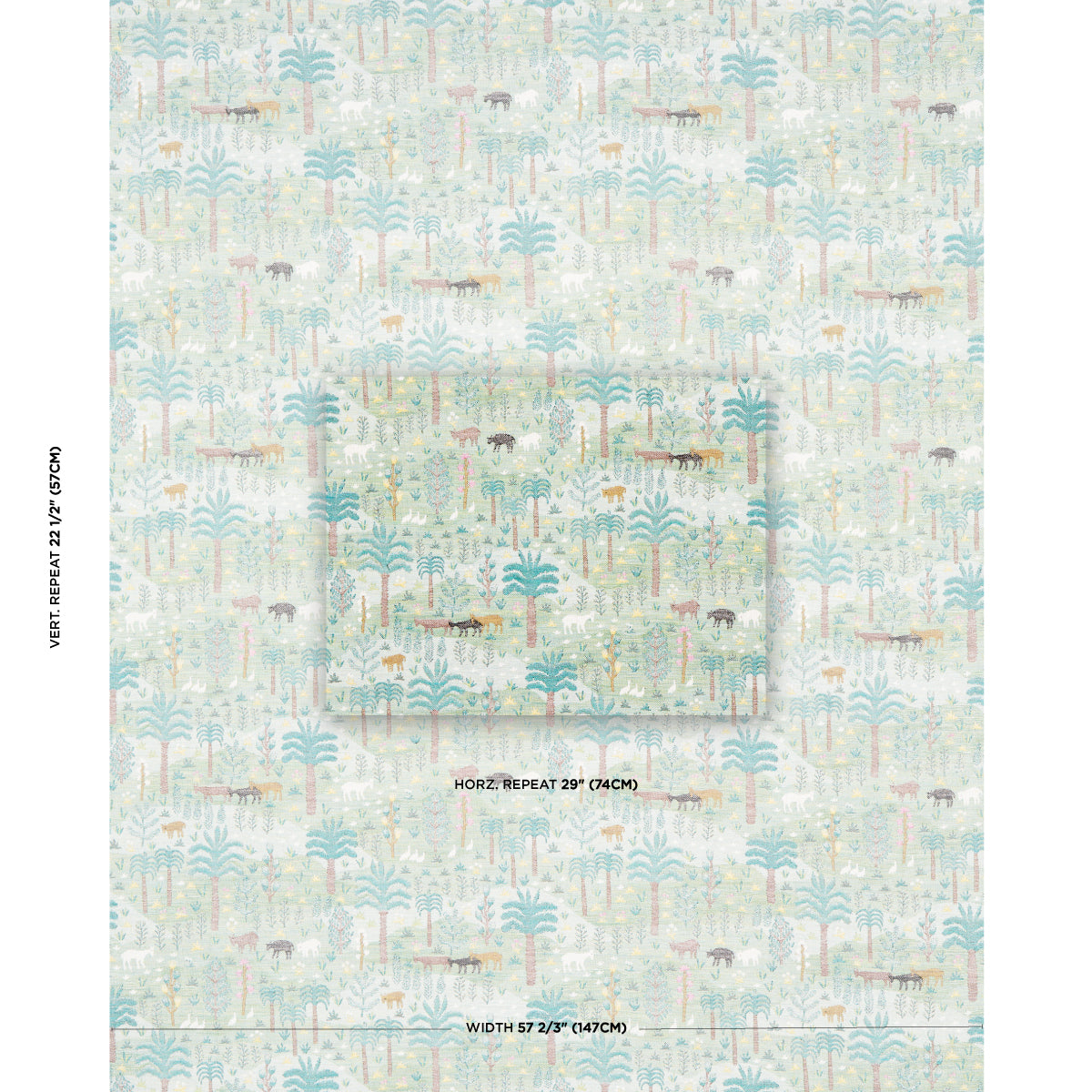 SCHUMACHER FABRIC  UNCOMMON THREADS LAS COLINAS SCENIC TAPESTRY   GREEN   - 81960