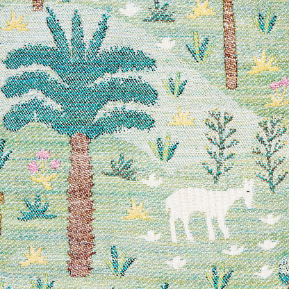 SCHUMACHER FABRIC  UNCOMMON THREADS LAS COLINAS SCENIC TAPESTRY   GREEN   - 81960