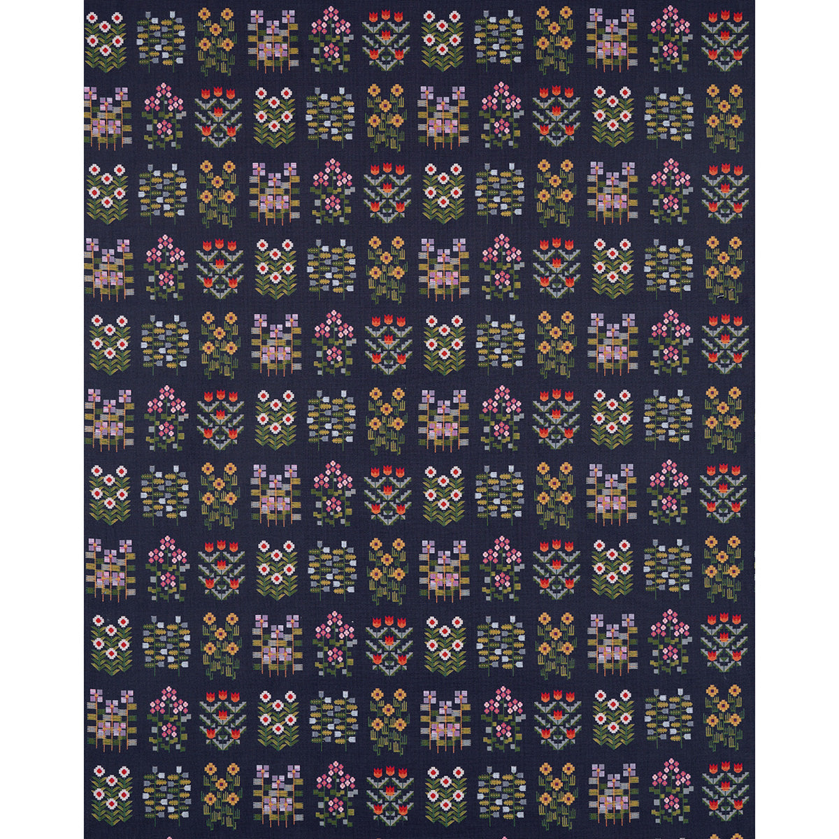 SCHUMACHER  UNCOMMON THREADS ANNIKA FLORAL TAPESTRY PATTERN WOVENS PATTERN WOVENS MULTI ON NAVY   - 81971