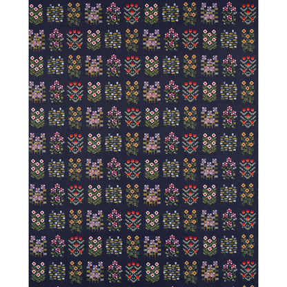 SCHUMACHER  UNCOMMON THREADS ANNIKA FLORAL TAPESTRY PATTERN WOVENS PATTERN WOVENS MULTI ON NAVY   - 81971
