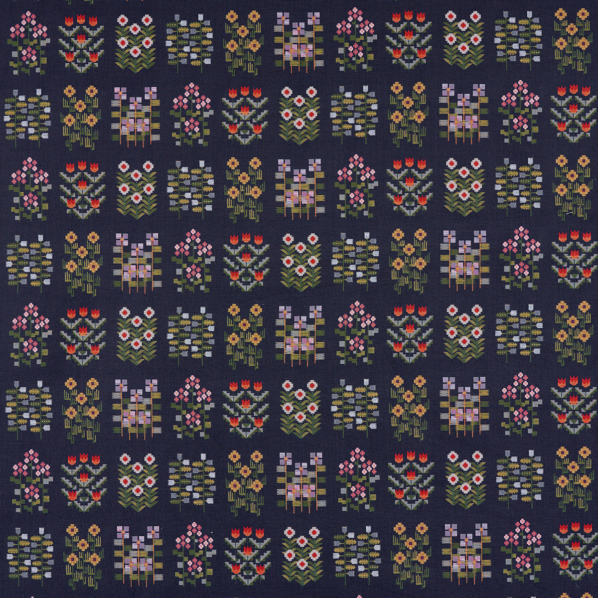 SCHUMACHER  UNCOMMON THREADS ANNIKA FLORAL TAPESTRY PATTERN WOVENS PATTERN WOVENS MULTI ON NAVY   - 81971