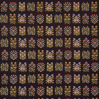 SCHUMACHER FABRIC  UNCOMMON THREADS ANNIKA FLORAL TAPESTRY   MULTI ON ESPRESSO   - 81972