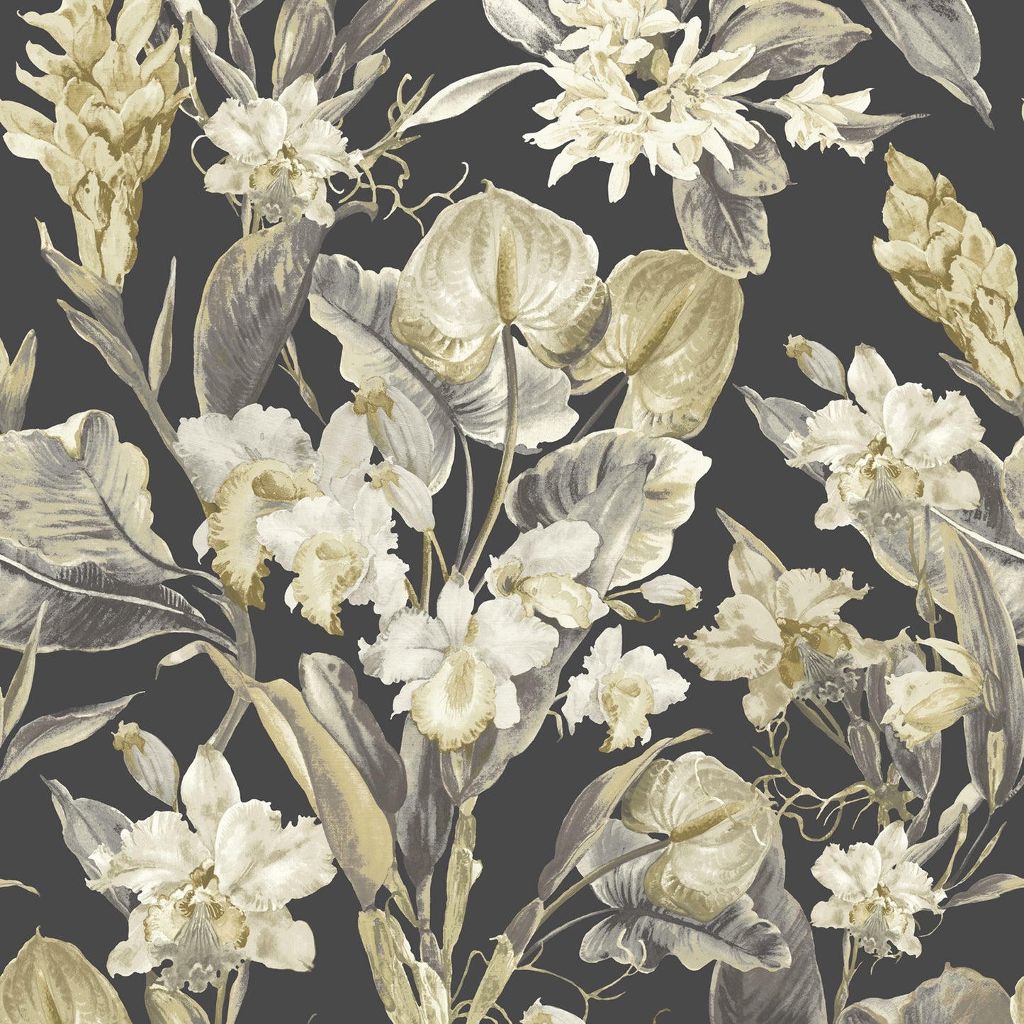 JF Fabrics -Wallpaper 8202 17 Wallpaper Black, White, Bronze  Non-Woven - 9039517 W9321
