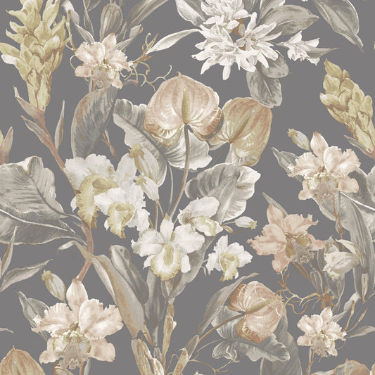 JF Fabrics -Wallpaper 8202 22 Wallpaper Charcoal, Mauve, Bronze, White  Non-Woven - 9039522 W9321