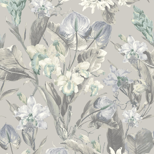 JF Fabrics -Wallpaper 8202 64 Wallpaper Silver, Blue, Teal, Mint, Grey  Non-Woven - 9039564 W9321