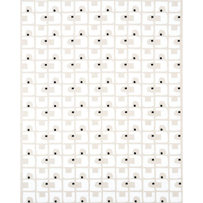 Cream-beige interlocking rounded-square tile pattern with small black centers, repeating grid.