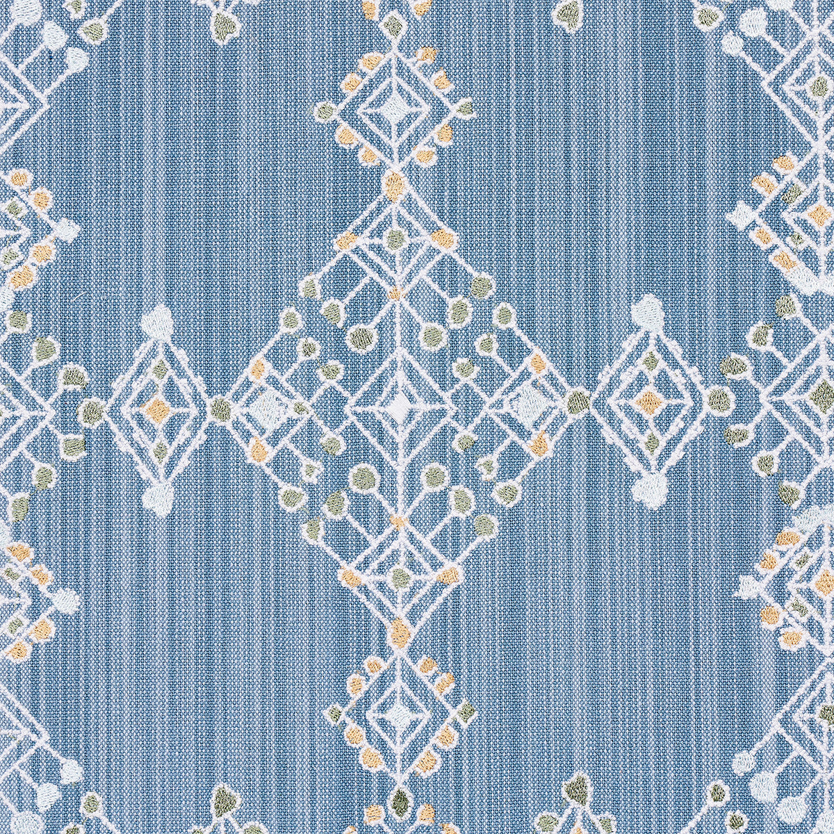 SCHUMACHER FABRIC  BOHEMIA KALINDI EMBROIDERY   DENIM   - 82080