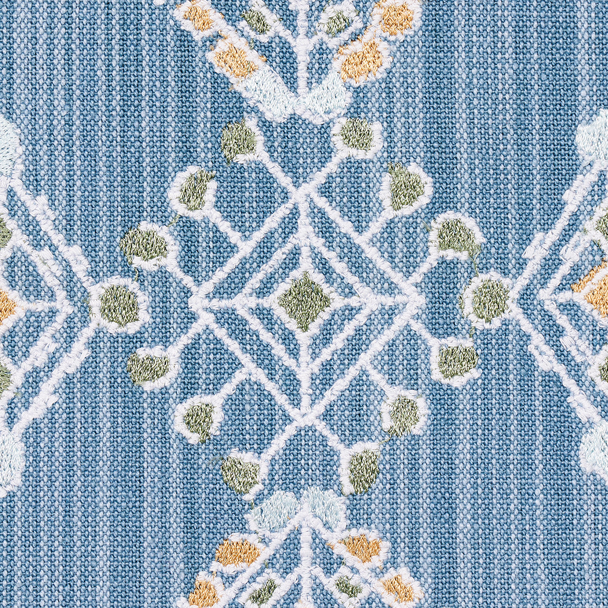 SCHUMACHER FABRIC  BOHEMIA KALINDI EMBROIDERY   DENIM   - 82080
